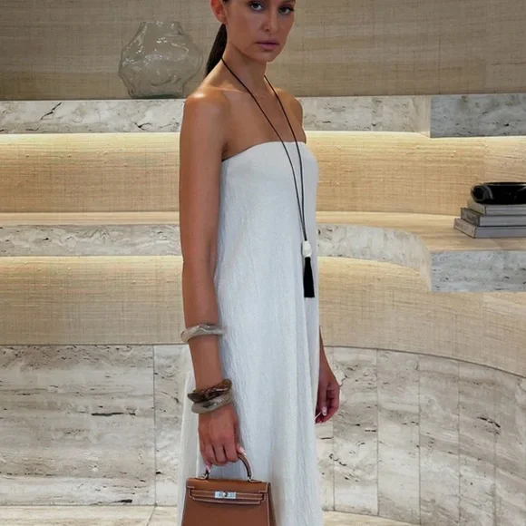 Authentic DISSH Alias Natural Textured Knit Strapless Midi Dress - Picture 2 of 7